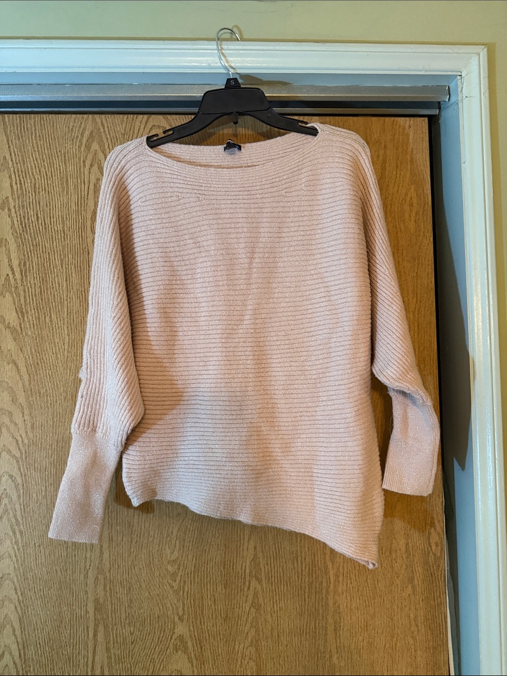 Express Soft Blush Ribbed Boatneck Sweater